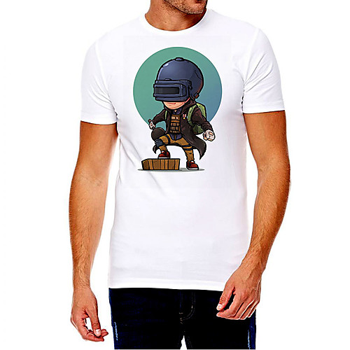 

Men's Unisex Tee T shirt Hot Stamping Graphic Prints Soldier Plus Size Print Short Sleeve Casual Tops Cotton Basic Fashion Designer Big and Tall White
