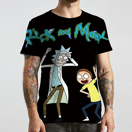 

Men's Unisex Tee T shirt 3D Print Anime Graphic Prints Plus Size Print Short Sleeve Casual Tops Basic Designer Big and Tall Black