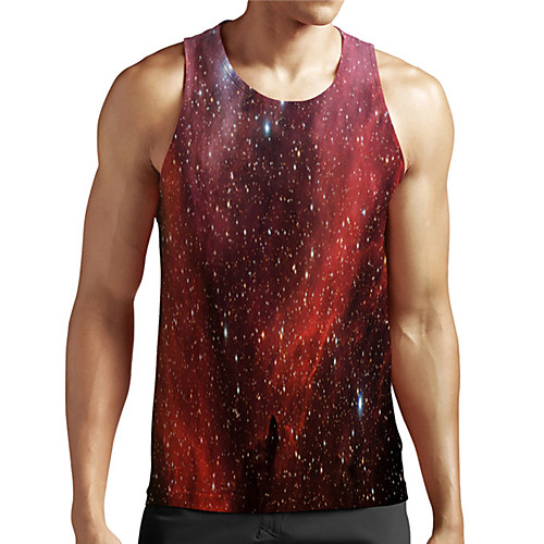 

Men's Unisex Tank Top Undershirt 3D Print Galaxy Graphic Prints Plus Size Print Sleeveless Casual Tops Basic Designer Big and Tall Red