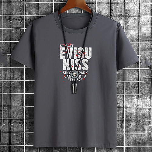

Men's Unisex Tee T shirt Hot Stamping Graphic Prints Letter Plus Size Print Short Sleeve Casual Tops Cotton Basic Fashion Designer Big and Tall White Black Khaki