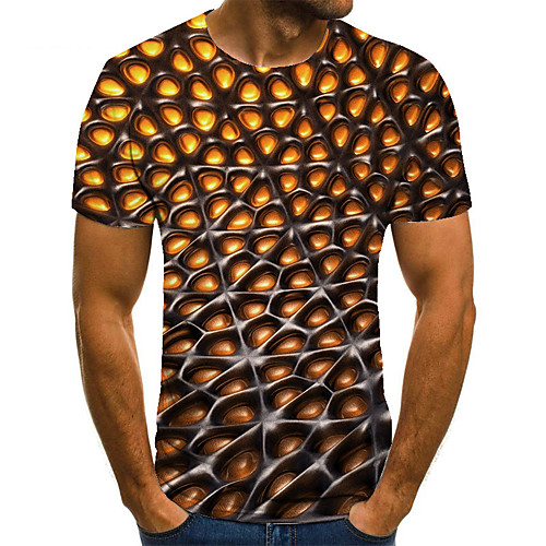 

Men's Unisex Tee T shirt Shirt 3D Print 3D Graphic Prints Plus Size Print Short Sleeve Casual Tops Basic Fashion Designer Big and Tall Round Neck Brown