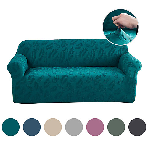 

Pure Color Solid Sofa Slipcover One Free Boster Case Jacquard Damask Couch Cover High Stretch Furniture Protector for Armchair in Living Room for Kids Pets