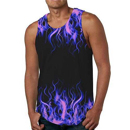

Men's Tank Top Undershirt 3D Print Graphic Prints Streamer Print Sleeveless Daily Tops Casual Designer Big and Tall Blue