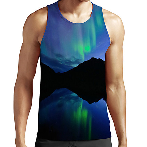 

Men's Unisex Tank Top Undershirt 3D Print Scenery Graphic Prints Plus Size Print Sleeveless Casual Tops Basic Fashion Designer Breathable Blue