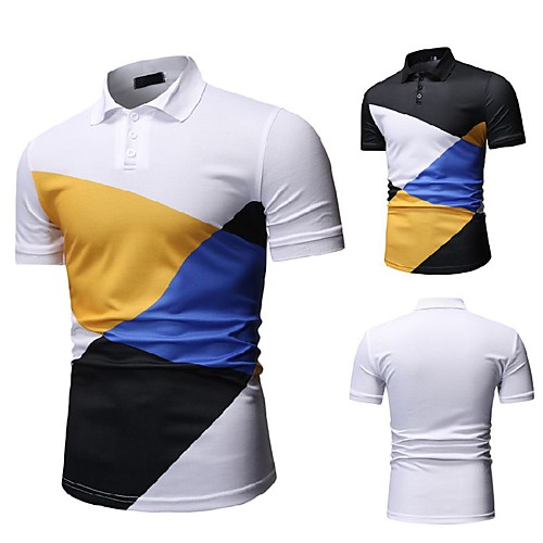 

Men's Golf Shirt Tennis Shirt Other Prints Color Block Short Sleeve Casual Tops Casual White Black / Summer