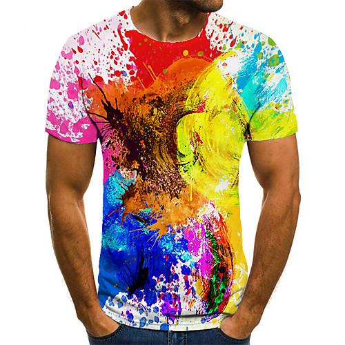 

Men's Unisex Tee T shirt 3D Print Graphic Prints Graffiti Plus Size Print Short Sleeve Casual Tops Basic Fashion Designer Big and Tall Rainbow