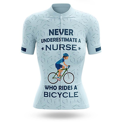 

21Grams Women's Short Sleeve Cycling Jersey Summer Spandex Sky Blue Bike Top Mountain Bike MTB Road Bike Cycling UV Resistant Quick Dry Moisture Wicking Sports Clothing Apparel / Stretchy