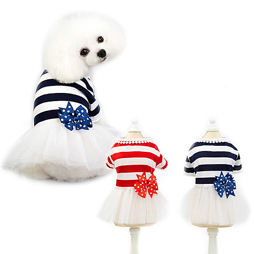 

Dog Cat Dress Stripes Stripes Sweet Dailywear Casual / Daily Dog Clothes Puppy Clothes Dog Outfits Soft Red Dark Blue Costume for Girl and Boy Dog Cotton XS S M L XL