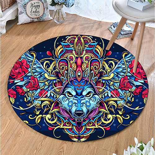 

Round 5mm Area Rugs Machine Made Polyster Non Skid Modern 3D