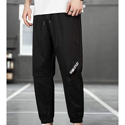 

Men's Chino Soft Going out Work Pants Chinos Pants Solid Color Ankle-Length Black