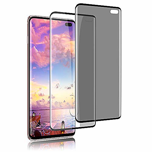 

[11] galaxy s10 plus hd/privacy tempered glass screen protector support fingerprint unlock 9h hardness strong self-repair privacy screen protector for samsung galaxy s10 plus/s10 (6.4'')