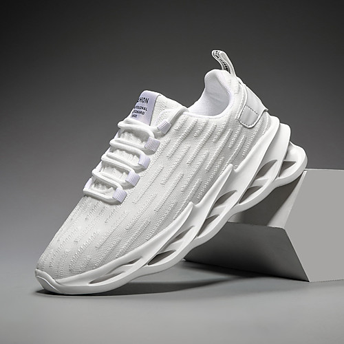 

Men's Trainers Athletic Shoes Lace up Classic Daily Running Shoes Tissage Volant Breathable White Black Beige Summer