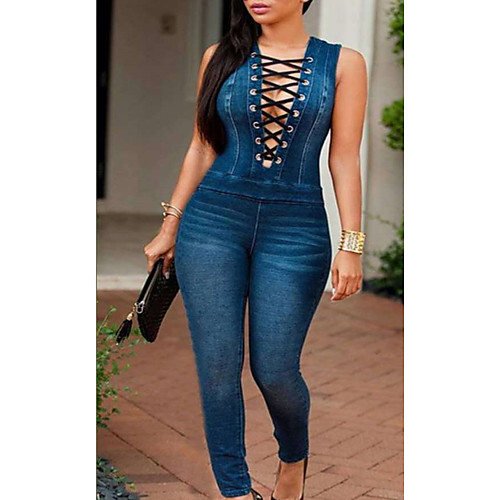 

Women's Casual 2021 Blue Jumpsuit Solid Color