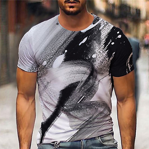 

Men's Tee T shirt 3D Print Abstract Graphic Prints Print Short Sleeve Daily Tops Casual Designer Big and Tall Gray