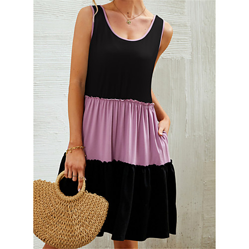 

Women's Strap Dress Short Mini Dress Yellow Blushing Pink Light Purple Gray Sky Blue Black Sleeveless Multi Color Summer Casual 2021 S M L XL 2XL
