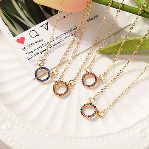 

Women's Blue Multicolor Fuchsia Synthetic Diamond Choker Necklace Pendant Necklace Pave Simple Elegant Fashion European Zircon Alloy Blue Yellow Lilac Rainbow 45-50 cm Necklace Jewelry 1pc For