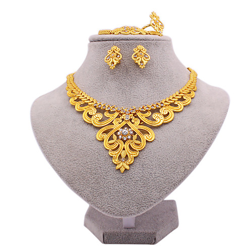 

Women's Bridal Jewelry Sets Earrings Jewelry Gold For Wedding Gift Engagement