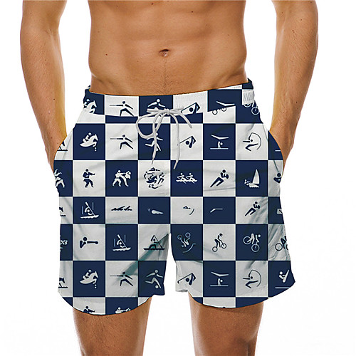 

Men's Designer Casual / Sporty Big and Tall Quick Dry Breathable Soft Holiday Beach Swimming Pool Shorts Bermuda shorts Swim Trucks Pants Lattice Graphic Prints Character Short Drawstring Elastic