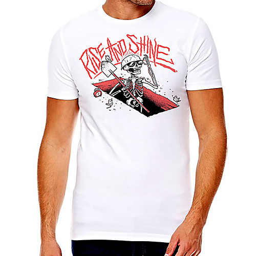 

Men's Unisex Tee T shirt Hot Stamping Graphic Prints Skull Plus Size Print Short Sleeve Casual Tops Cotton Basic Fashion Designer Big and Tall White