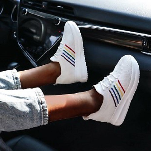 

Women's Trainers Athletic Shoes Platform Round Toe Mesh Solid Colored White Black Pink