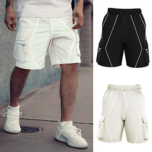 

Men's Sporty Casual / Sporty Quick Dry Breathable Soft Daily Sports Chinos Shorts Pants Solid Colored Knee Length Drawstring Elastic Waist Black Beige