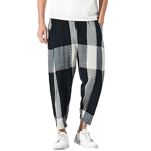 

Men's Chino Sports Sports Pants Pants Lattice Full Length Sporty Wine Black