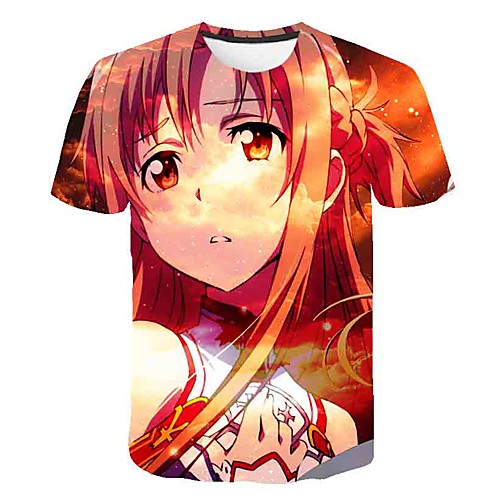 

Inspired by SAO Swords Art Online Anime Cartoon 100% Polyester 3D 3D Harajuku Graphic T shirt For Women's / Men's