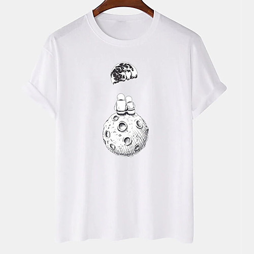 

Men's Unisex Tee T shirt Hot Stamping Graphic Prints Moon Plus Size Print Short Sleeve Casual Tops Cotton Basic Designer Big and Tall White Black Khaki