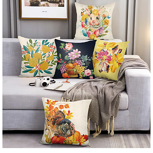 

Double Side Cushion Cover 5PC Soft Decorative Square Throw Pillow Cover Cushion Case Pillowcase for Sofa Bedroom Superior Quality Machine Washable Outdoor Cushion for Sofa Couch Bed Chair