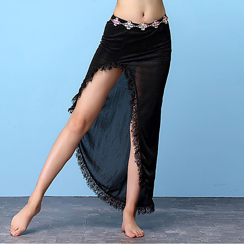

Women's Performance Festival Basic Skirts Solid Colored Split Patchwork Lace Trims Blushing Pink Black