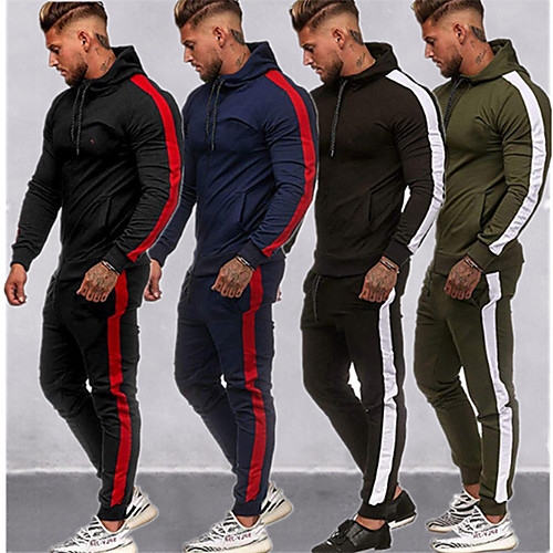 

Men's Sporty Casual / Sporty Breathable Soft Sports Weekend Pants Suit Pants Stripe Full Length Drawstring Elastic Waist Black / Red Black / White ArmyGreen Navy Blue