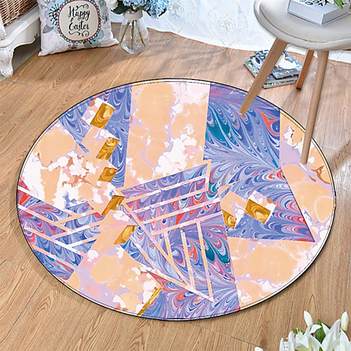 

Round 5mm Area Rugs Machine Made Polyster Non Skid Modern 3D