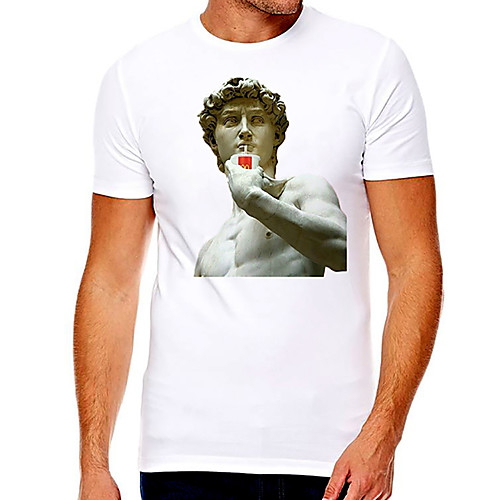 

Men's Unisex Tee T shirt Hot Stamping Graphic Prints Portrait Plus Size Print Short Sleeve Casual Tops Cotton Basic Fashion Designer Big and Tall White