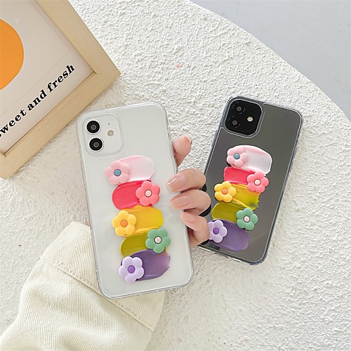 

Phone Case For Apple Back Cover iPhone 12 Pro Max 11 SE 2020 X XR XS Max 8 7 Shockproof Dustproof Transparent Flower TPU