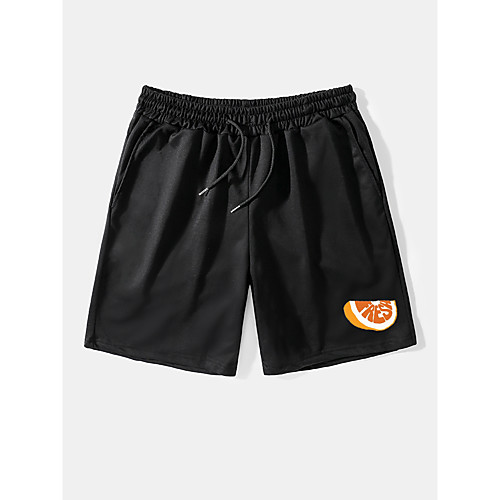 

Men's Casual / Sporty Streetwear Comfort Breathable Soft Daily Weekend Chinos Shorts Pants Graphic Prints Fruit Above Knee Drawstring Pocket Elastic Waist Black Grey