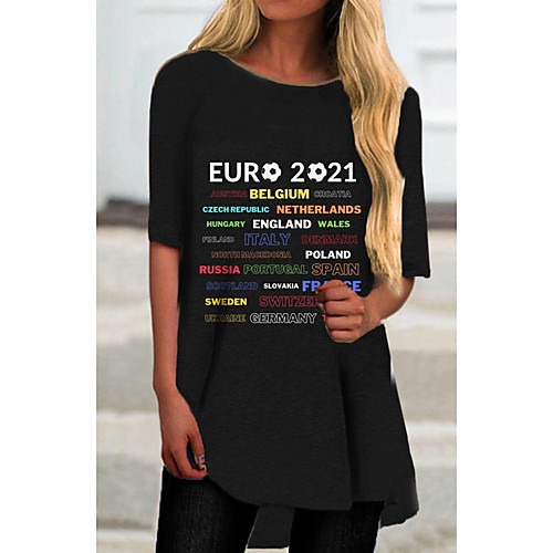 

Women's T Shirt Dress Tee Dress Short Mini Dress Black Half Sleeve Letter Print Fall Summer Round Neck Casual Holiday 2021 S M L XL XXL 3XL