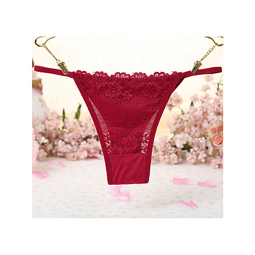

Women's Lace G-strings & Thongs Panties Micro-elastic Low Waist 1 PC Purple One-Size