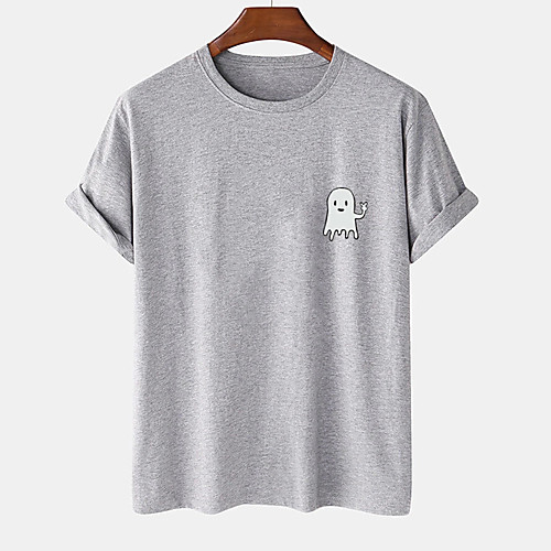 

Men's Unisex Tee T shirt Hot Stamping Graphic Prints Ghost Plus Size Print Short Sleeve Casual Tops Cotton Basic Designer Big and Tall White Black Khaki