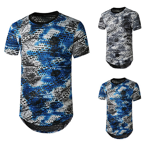 

Men's Tee T shirt Shirt Graphic Rendering Plus Size Short Sleeve Casual Tops Basic Designer Hip Hop Slim Fit Blue Gray