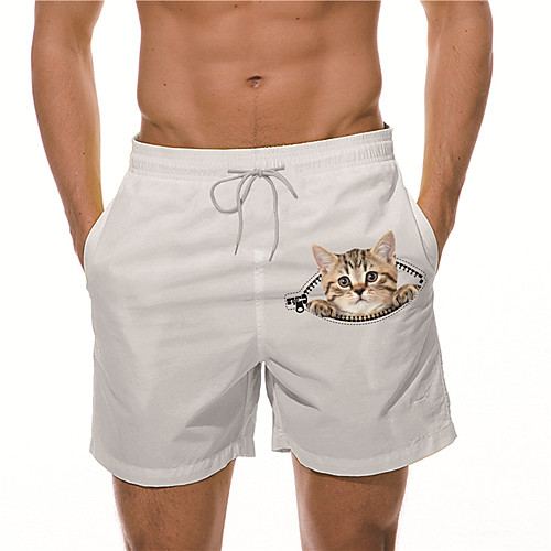 

Men's Designer Casual / Sporty Big and Tall Quick Dry Breathable Soft Holiday Beach Swimming Pool Shorts Bermuda shorts Swim Trucks Pants Cat Graphic Prints Short Drawstring Elastic Drawstring Design