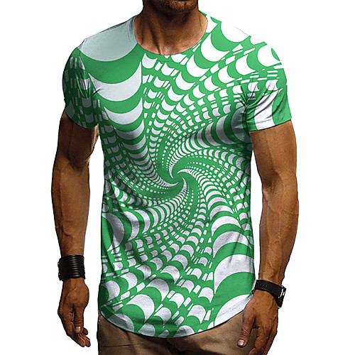 

Men's Tee T shirt Shirt 3D Print Graphic Geometric Spiral Stripe Plus Size Short Sleeve Casual Tops Basic Designer Slim Fit Big and Tall Blue Purple Light Purple