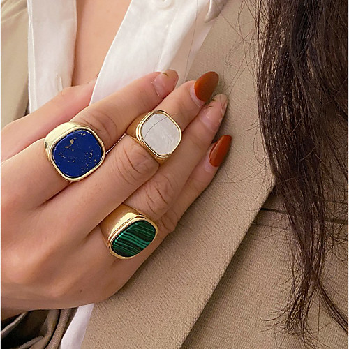 

Ring Vintage Style Blushing Pink Green Royal Blue Acrylic Alloy Stylish Simple European 1pc 6