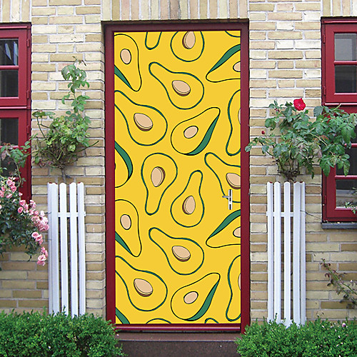 

2pcs Self-adhesive Creative Cartoon Papaya Door Stickers For Living Room Diy Decoration Home Waterproof Wall Stickers