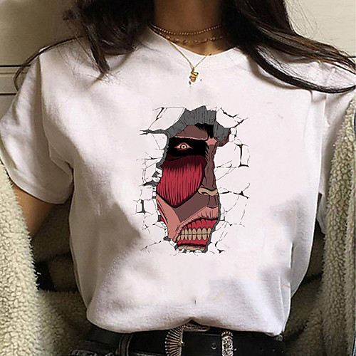 

Inspired by Attack on Titan Cosplay Anime Cartoon Polyester / Cotton Blend Print Harajuku Graphic Kawaii T-shirt For Women's / Men's