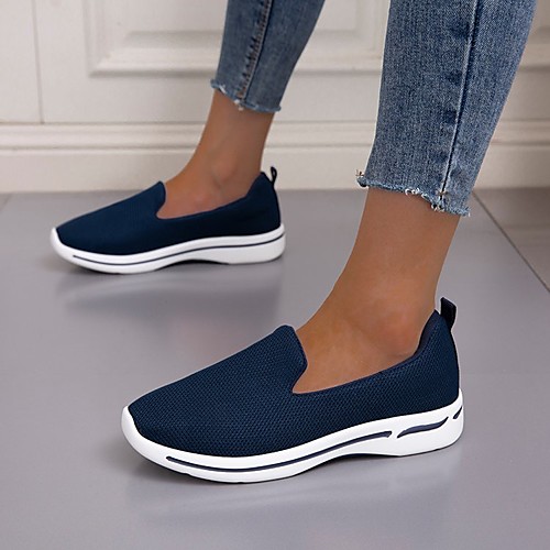 

Women's Loafers & Slip-Ons Flat Heel Round Toe Tissage Volant Solid Colored Black Blue Pink