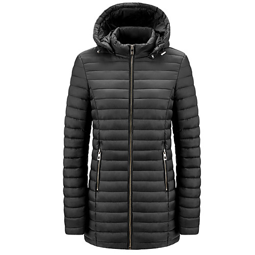 

Women's Coat Daily Wear Fall Winter Regular Coat Regular Fit Casual Jacket Solid Color Zipper 987 black 987 Scarlet