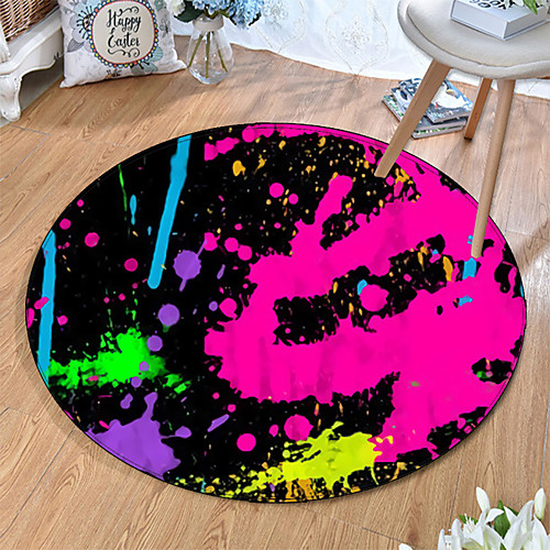 

Round 5mm Area Rugs Machine Made Polyster Non Skid Modern 3D