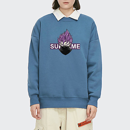 

Women's Pullover Sweatshirt Person Print Daily Other Prints Basic Hoodies Sweatshirts Loose Blue Blushing Pink White