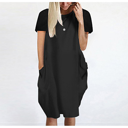 

Women's T Shirt Dress Tee Dress Knee Length Dress Blue Yellow Fuchsia Gray Green White Black Short Sleeve Solid Color Spring Summer Round Neck Casual Oversized 2021 S M L XL XXL 3XL 4XL 5XL