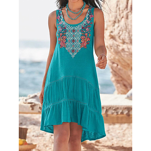 

Women's Swing Dress Knee Length Dress Gray Navy Blue Rose Red Sleeveless Solid Color Spring Summer Casual 2021 S M L XL XXL 3XL 4XL 5XL